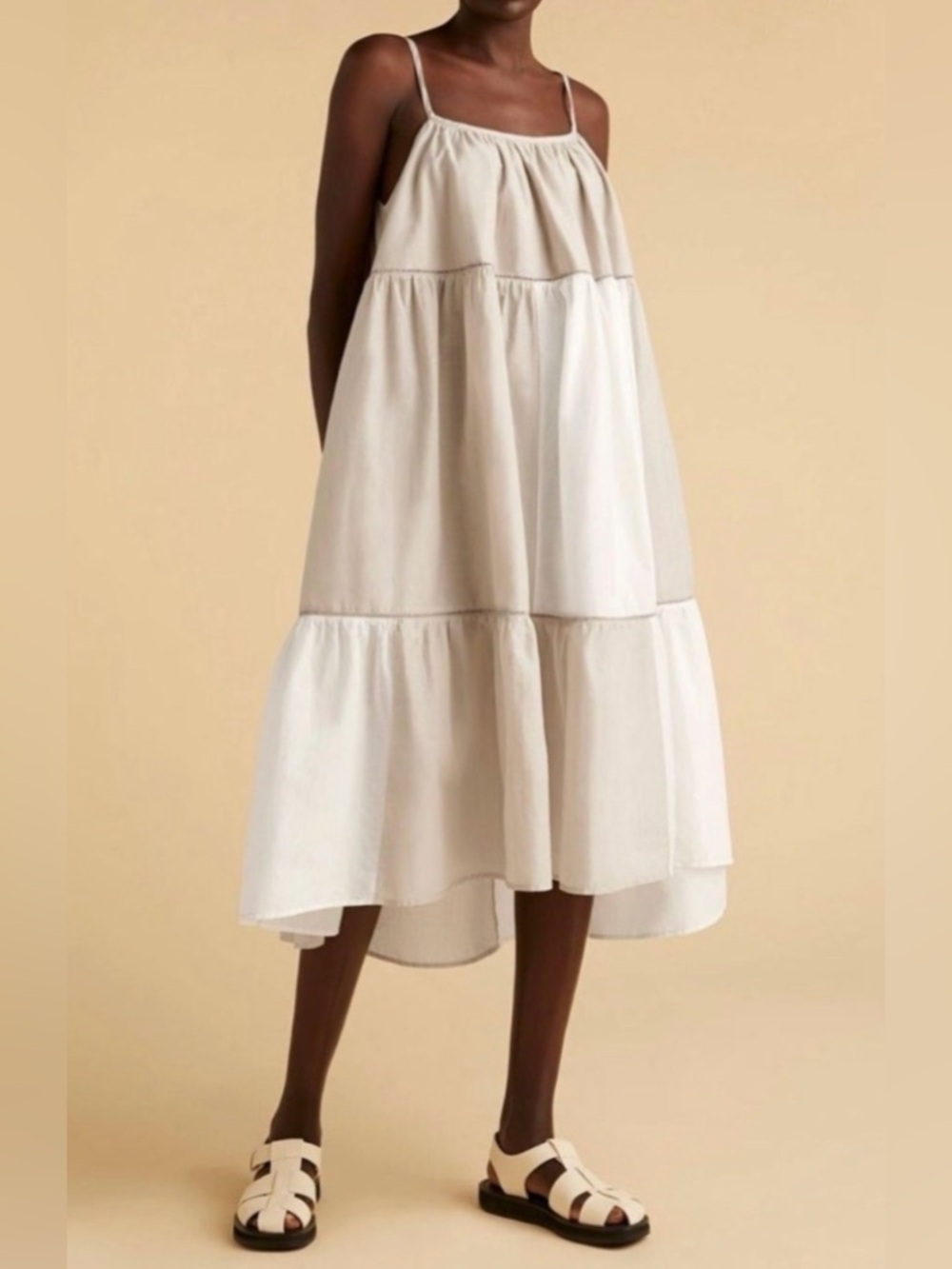 Merlette Salland Patchwork Dress in White Dove size small